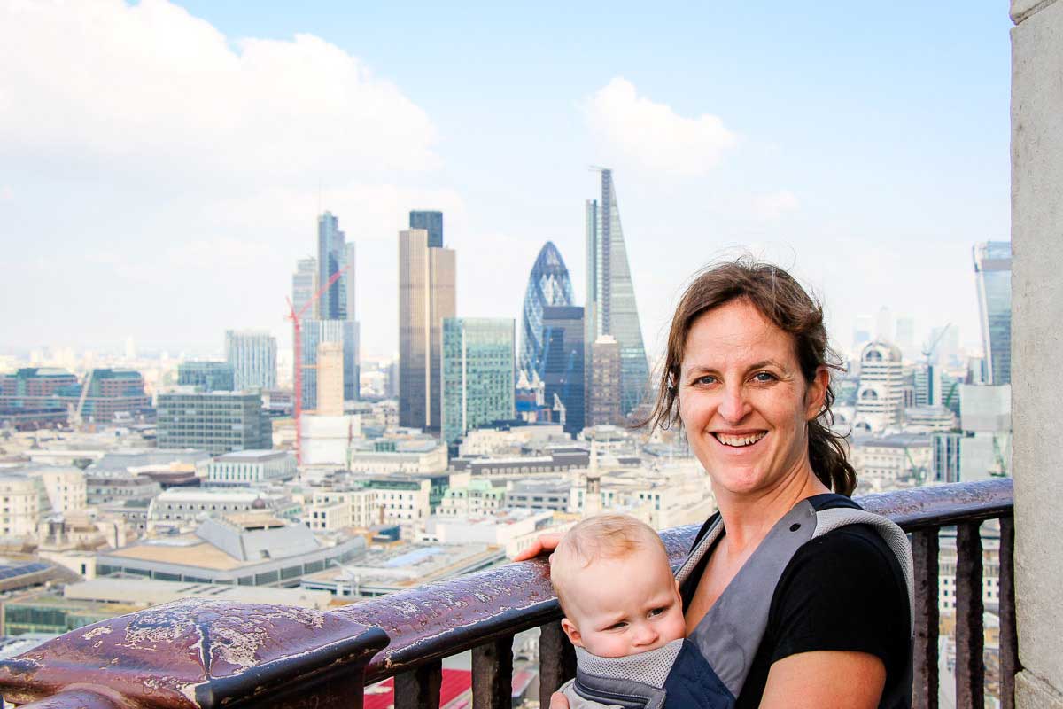 St Pauls Cathedral in London with baby in stroller (2) View from the Galleries of St Pauls Cathedral in London with a baby
