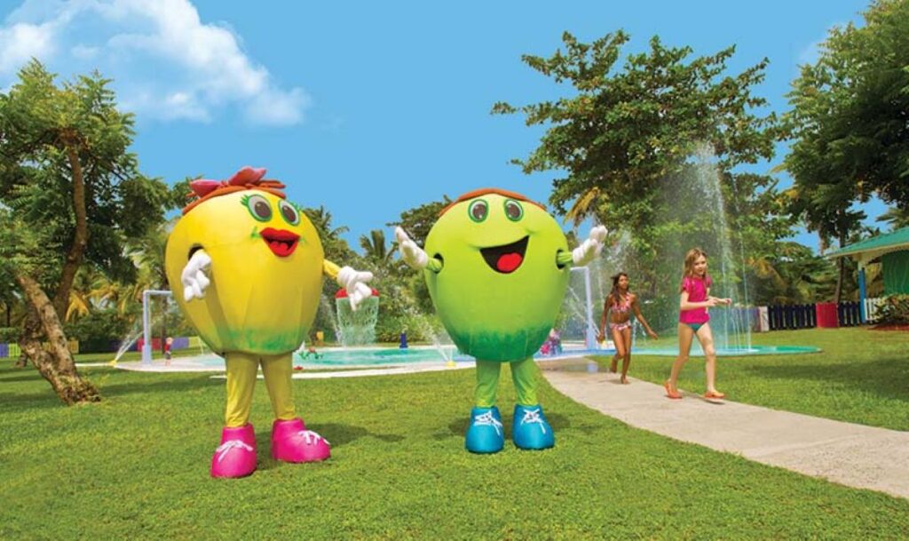 Two fun mascots at the kids club area at the Coconut Bay Beach Resort in St. Lucia.